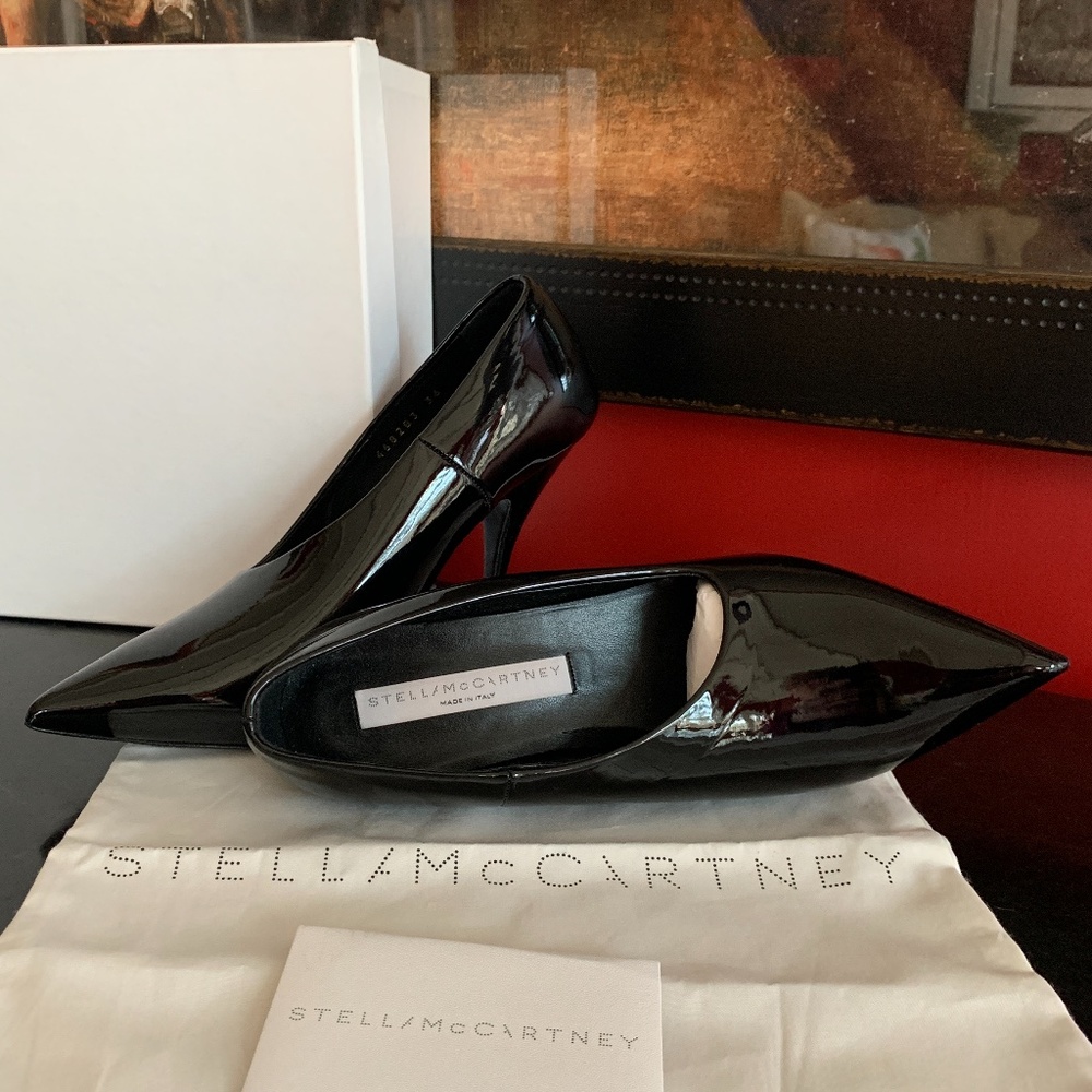 Stella McCartney NIB Gloss Black Stiletto 5" Spike High Heels NEW IN BOX!